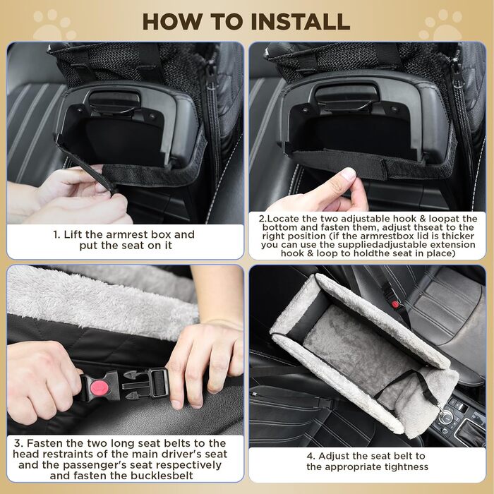 Автокрісло для собак з PU-шкіри, Рожеве (Чорне PU-шкіра)