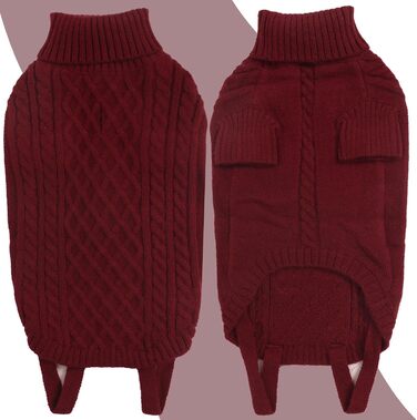 Теплий новорічний светр для собак, рогатка, бургерний червоний, для французького бульдога, такси, середніх собак (L, груди 54 см, спина 40 см)