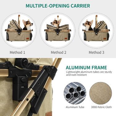 Візок для собак YITAHOME: зручний та компактний, до 15.9 кг, складний, для маленьких собак та котів (бежевий)