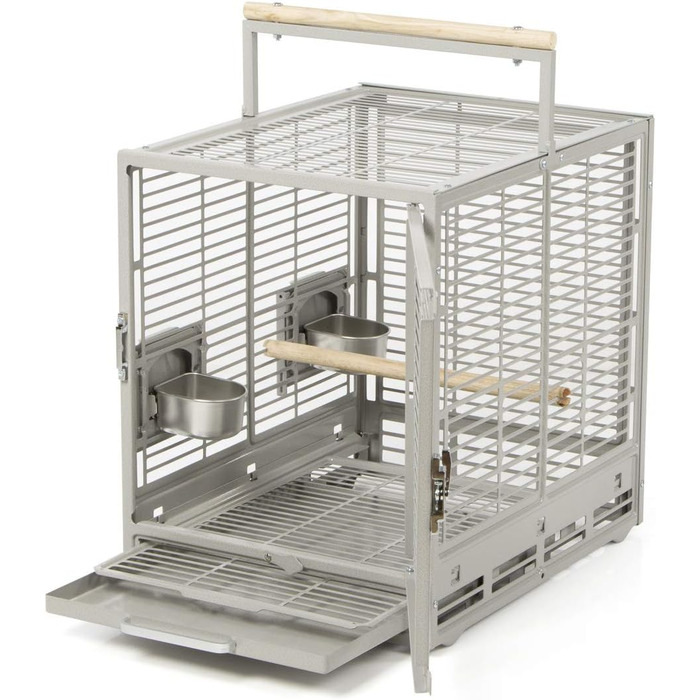 Транспортна клітка Montana Cages EVO для папуг і хвилястих папужок, платиновий колір, переноска для птахів