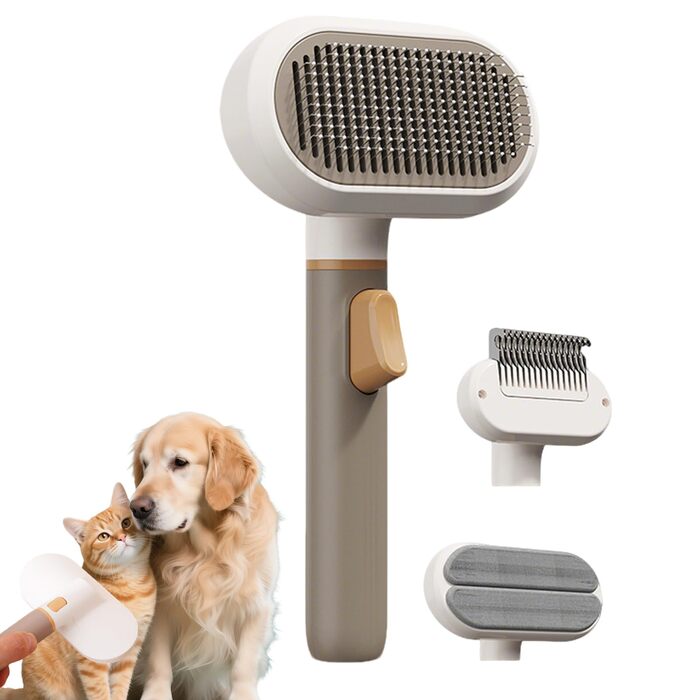 Бурштук для догляду за шерстю котів | Щітка з 3 насадками для видалення шерсті та масажу | Для короткої та довгої підшерсті