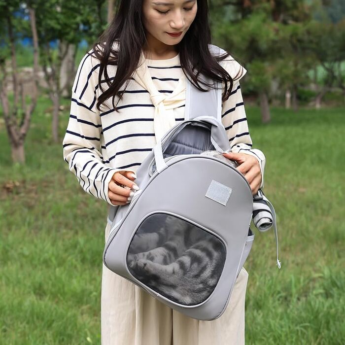 SOLAPOLLO Сумка-переноска для тварин через плече, сіра. Підходить для собак та котів до 9 кг. Ідеальна для подорожей, кемпінгу та прогулянок.