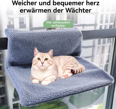 Кішка ліжко, гамак для котів на вікно, гамак для котів без мотузки, складане ліжко для котів на вікно, ліжко для котів на вікно з присосками, стійкий гамак для котів, вантажопідйомність 15 кг, сірий колір (ліжко для котів біля батареї, сірий колір)