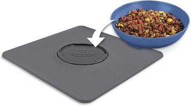 Yummynator килимок з мисками для тварин, антиковзаюча, BPA free, сірий/блакитний, 850 мл, 1 шт.