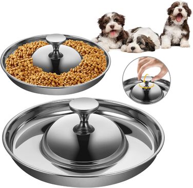 Набір з 2 мисок для цуценят та собак з нержавіючої сталі. Миски для корму та води, повільне годування, відлучення, для маленьких собак та котів