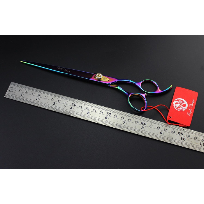 Професійна ножиця для стрижки домашніх тварин Purple Dragon 3-в-1, 17.8/20.3 см, вигнута ножиця та ножиці для собак – догляд за шерстю, A-Райдуга