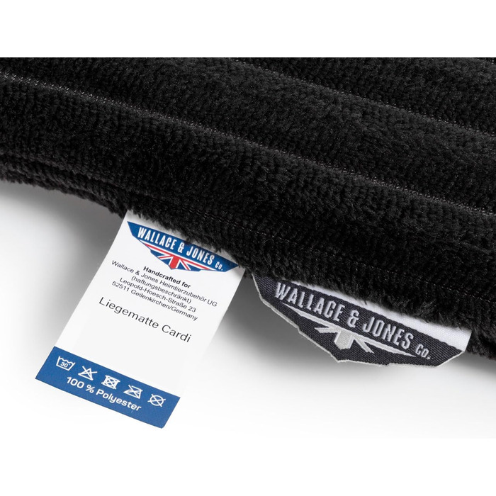 Килимок для собак великих порід Wallace & Jones Cardi, 130x90 см, чорний, з м'якої тканини, миється