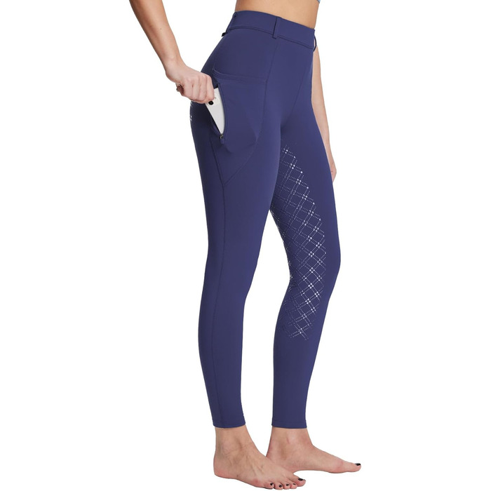 Жіночі зимові штани для їзди верхи Baeaf з флісу, з вобезом, з кишенями на блискавці (M, Navy)