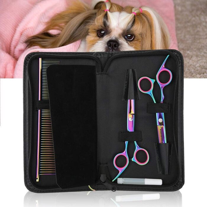 Набір ножиць для собак Sonew 6 шт. з нержавіючої сталі, кольоровий, для стрижки та грумінгу