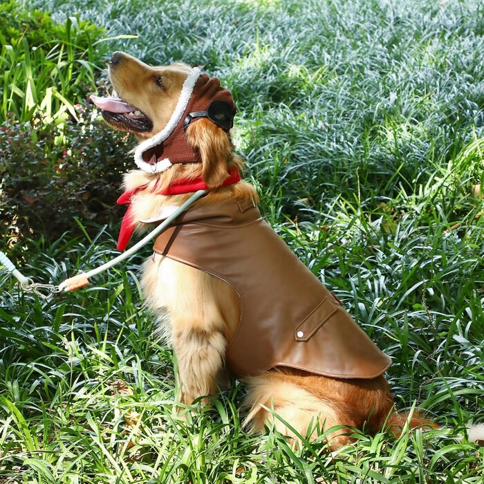 Костюм пілота для собак Huhumy, карнавальний костюм для великих собак, шапка та шарф, косплей, вечірка, Хелловін