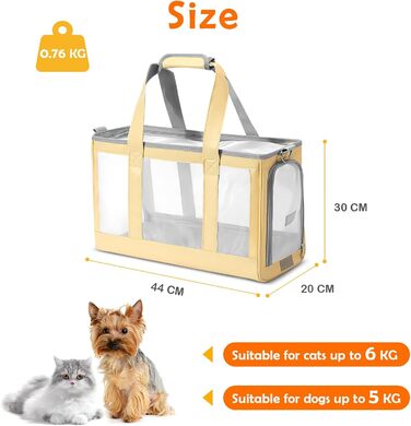 Транспортна сумка для собак та котів ALLSOPETS - дихаюча переноска для цуценят, котів, з винімною підстилкою, для подорожей, кемпінгу, прогулянок (жовта)