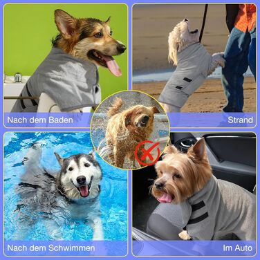 Рушник для собак Extra Saugfähig: Швидковисихаючий халат для собак з клямками, з мікрофібри, для великих, середніх та маленьких собак (XL)