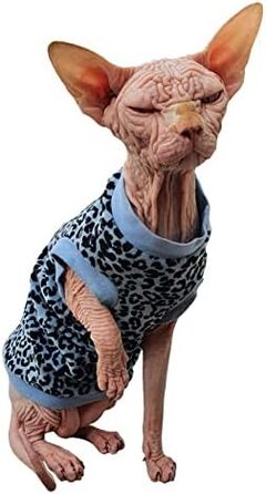 Футболка для безшерстних котів Sphynx з органічної тканини з леопардовим принтом (XS, блакитний)