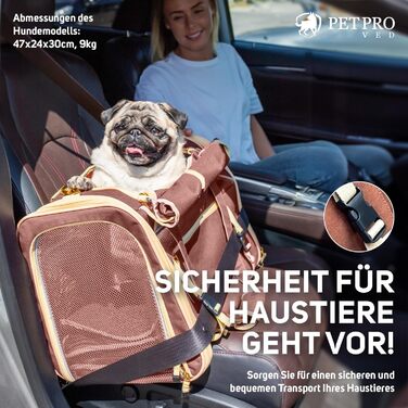 Транспортна сумка для котів і маленьких собак PETPROVED, розмір L, коричнева