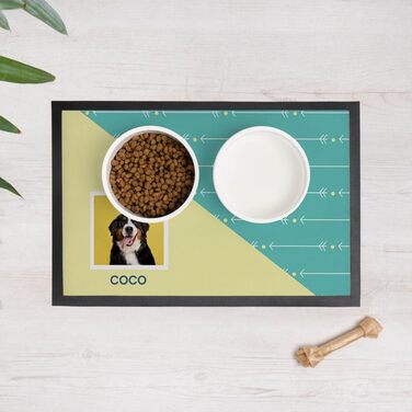 Індивідуальна підставка під миску для собак та котів Wanapix з іменем та фото | Нековзна гумова база | 60 x 40 см