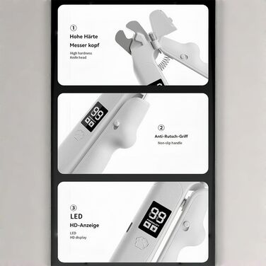 Триммер для когтів домашніх тварин 2-в-1 з LED-підсвічуванням Krallenschneider, з контейнером для збору, тихий мотор