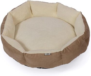 Дизайнерське ліжко для собак Danish Design Essentials, бежеве, розмір M, 62 x 60 x 16 см, м'яке ліжко з хутром, можна прати в пральній машині