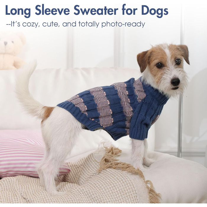 Теплий зимовий пуловер для собак маленьких порід з отвором для повідка, з малюнком 