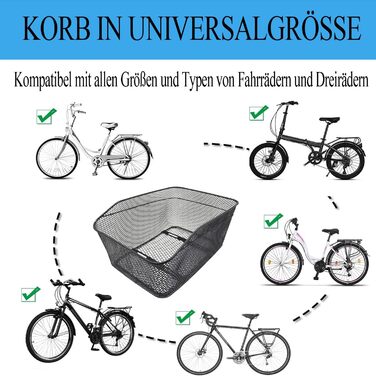 Металевий задній кошик для велосипеда, великий, стабільний, з аксесуарами для монтажу. Підходить для собак, покупок, пікніків, шкільних рюкзаків. Модель L2