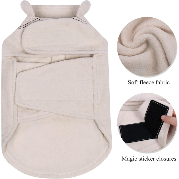 Тепла куртка VIVAGLORY для собак на зиму, флісова жилетка з застібкою-липучкою та отвором для повідка, світловідбиваюча, регульована, S, Бежевий