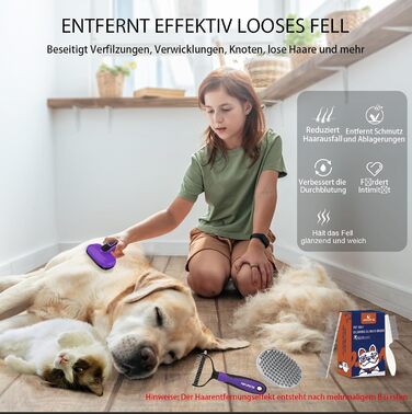 Набір для догляду за собаками (5 шт.) – щітка для вичісування линяючої шерсті (коротко- та довгошерсті). Синій колір.