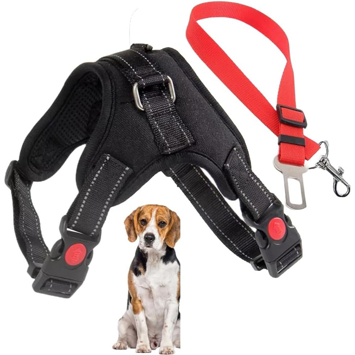 Регульоване обіднє нашийник для маленьких собак з автомобільним страхувальним тросом, посилений, безпечний та зручний, розмір S (Medium-R)