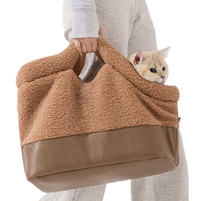 Водонепроникна переноска для дрібних тварин на зиму - для собак та котів середніх та дрібних порід, коричнева