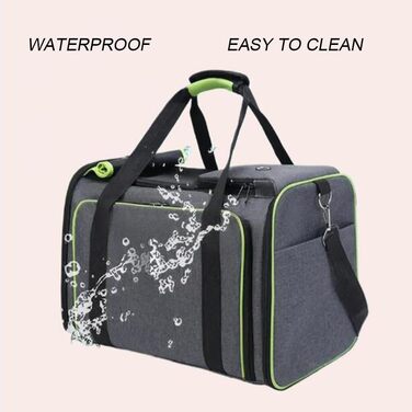 Транспортна сумка для котів та собак SHJOEE, розширювана, складана, сіра з блакитним, 48x30x31 см