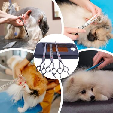 Набір професійних ножиць для собак: 7 шт. з нержавіючої сталі | Ножиці для грумінгу тварин | Набір для догляду за собаками