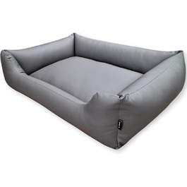 4L Textil Hundebett Mario: Квіткове ліжко для собак з штучної шкіри, 100x70 см, сірий колір