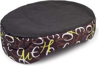 Крісло-ліжко для собак середніх порід | Овальне м'яке ліжко для собак | Зносостійке ліжко з подушкою | Кошик для собак | Можливість прання | Поліестер | Розмір L (57x52 см) | Колір: Коричневий з візерунком