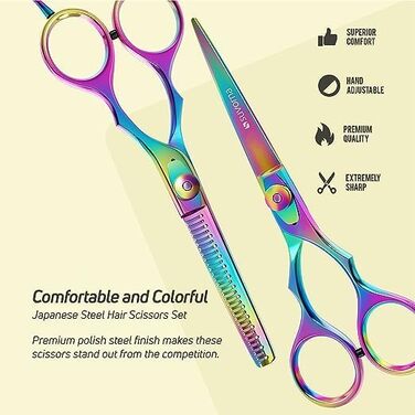 Набір професійних ножиць для стрижки волосся Suvorna 5.5 дюймів (2 шт.) - ножиці для фрізурів, барберські ножиці, ножиці для розрідження волосся. Для салонного використання.