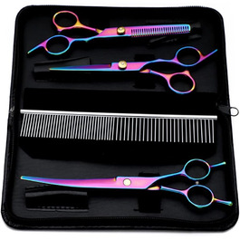 Набір ножиць для грумінгу тварин 4 шт. з нержавіючої сталі, для собак, котів, цуценят та кошенят