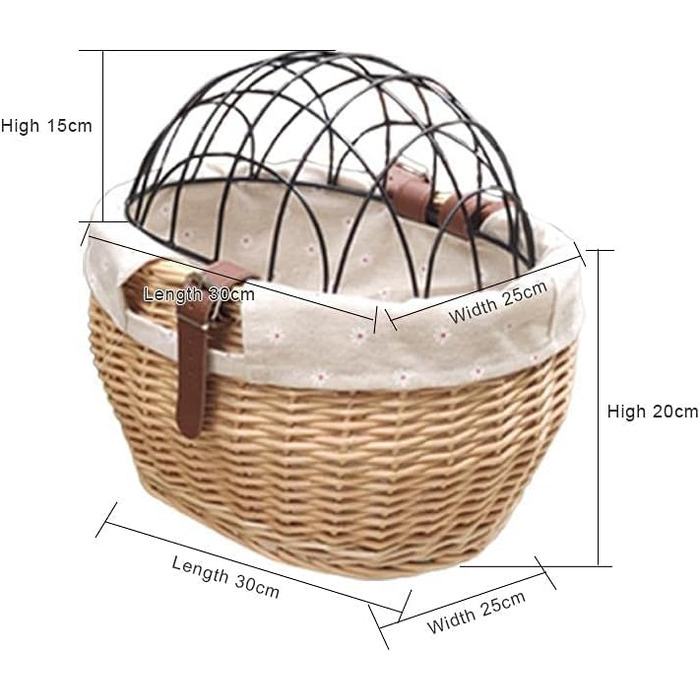 Кошик для велосипеда Liunian459 з плетеного ротангу на кермо, для собак та котів (11.81x9.84 дюймів), медовий колір