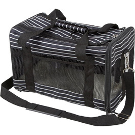 Транспортна сумка для тварин Kerbl Cuba, чорно-біла, 40x26x28 см, поліестер, для собак та котів, знімний чохол, сітчасті вставки