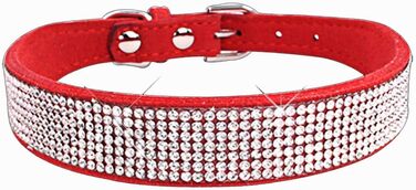 Набір собачого ошейника та повідка з блискітками ETOPARS, ошийник та повідка для собак та котів (Червоний, M)