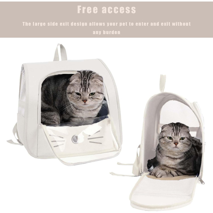 Транспортувальна сумка-рюкзак для котів та дрібних тварин, сіра та біла