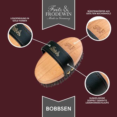 Щітка для собак Fritz & Frodewin Bobbsen для короткої та середньої шерсті | Масажна щітка з FSC-дерева | Шкіряний ремінь | Виготовлено в Німеччині