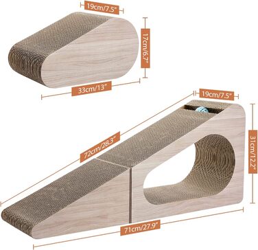 PAWZ Road Когтеточка для великих котів 31×19×71 см, картонна, ігровий комплекс для заточування кігтів та сну