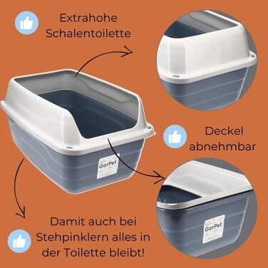 Котлові туалети для котів GarPet XXL: великі, відкриті, з високим бортиком, гігієнічні