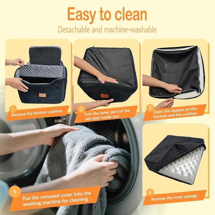 Підвищення для собак у машину з Memory Foam, до 15,9 кг, середнього розміру, зручне автоліжко для маленьких/середніх тварин, знімний та пральний, сірий + чорний, Medium