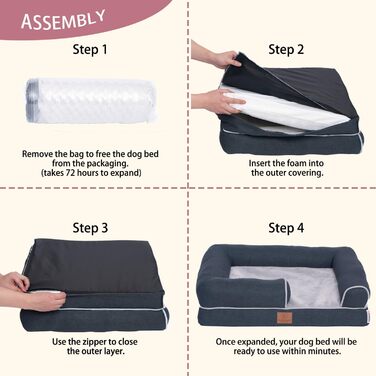 Ортопедичне лежанка для собак Преміум з піною Memory Foam, лежанка-софа для собак, м'яке собаче ліжко, знімний та пральний чохол, 71 x 60 x 16 см, світло-сірий (XL)