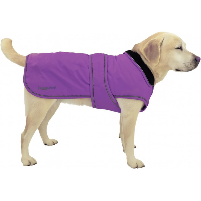 Теплий водонепроникний зимовий одяг для собак Hugglepets Arctic Armour, фіолетовий, XL, 60 см, з відбиваючим флісом для великих собак, регульована застібка-липучка та блискавка