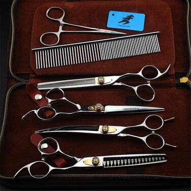 Набір професійних ножиць для грумінгу тварин, 7.0 дюймів, нержавіюча сталь 440C, для собак та котів, блакитний