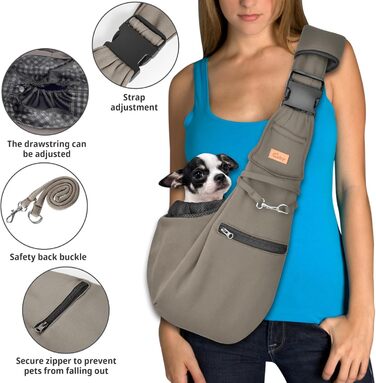 Сумка-переноска для собак CUBY, літня, дихаюча сітка, для маленьких собак та котів (регульований плечовий ремінь, коричнева)