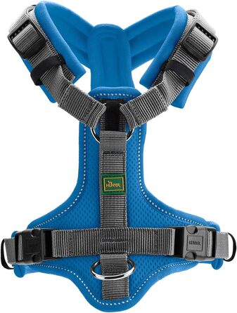 Нашийник для собак HUNTER Maldon, блакитно-сірий, м'який, з 3M Scotchlite, регульований, з ручкою, S-M