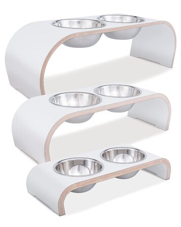 Набір мисок для собак ilaCasa - 2 шт. Підвищені, подвійні миски для корму та води. Підходить для собак великих порід, колір: білий