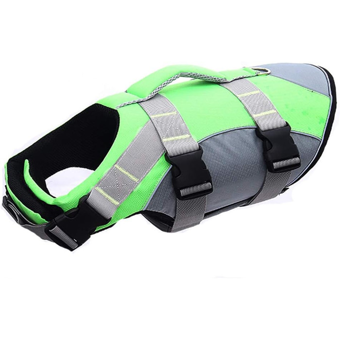 Жилет для плавання собак PJDDP, рятувальний жилет для собак, зелений, L