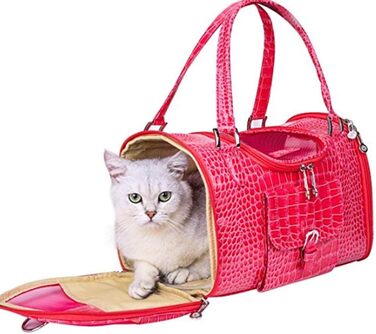 Переноска для собак та домашніх тварин PJDDP, сумка з PU-шкіри, для подорожей та прогулянок, червона