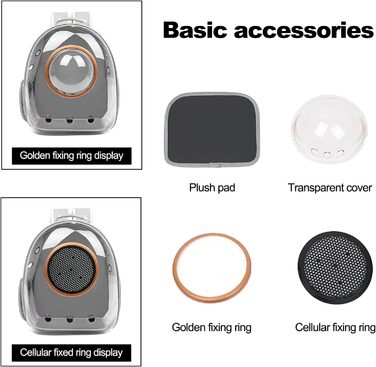 Рюкзак для кота/собаки Galatée, переноска для домашнього улюбленця, водонепроникний, прозорий, чорний, 35*45*28 см